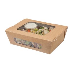 Colpac Zest Compostable Kraft Tuck-Top Salad Packs With Acetate Window 825ml / 29oz