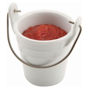 Genware Ceramic Bucket W/ St/St Handle 6.5cm Dia QTY:6