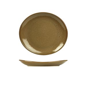 Terra Stoneware Rustic Brown Oval Plate 21x19cm QTY: 6