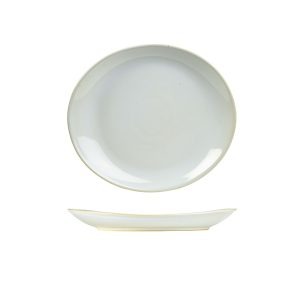 Terra Stoneware Rustic White Oval Plate 21x19cm QTY: 6