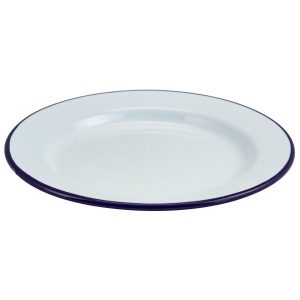 Enamel Wide Rim Plate White & Blue 20cm QTY: 1
