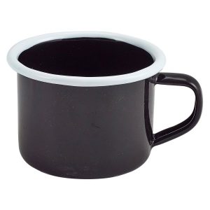 Enamel Mug Black with White Rim 12cl/4.2oz QTY: 1