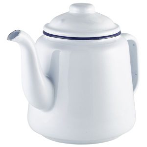 Enamel Teapot White with Blue Rim 1.5L QTY: 1