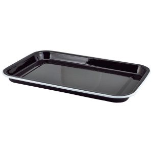 Enamel Serving Tray Black with White Rim 33.5×23.5×2.2cm QTY: 1