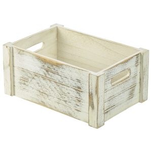 Wooden Crate White Wash Finish 34 x 23 x 15cm