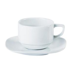 Porcelite Square Stacking Teacup Saucer 15cm/6″ QTY: 12