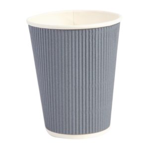 Fiesta Disposable Coffee Cups Ripple Wall Charcoal 340ml / 12oz (Pack of 500)