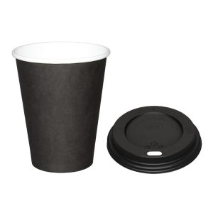 Fiesta Black 225ml Hot Cups and Black Lids (Pack of 1000)