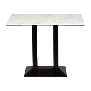 Turin Metal Base Rectangle Poseur Table with Laminate Top in Marble