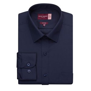 Brook Taverner Mens Long Sleeve Rapino Shirt Navy 15 1/2″